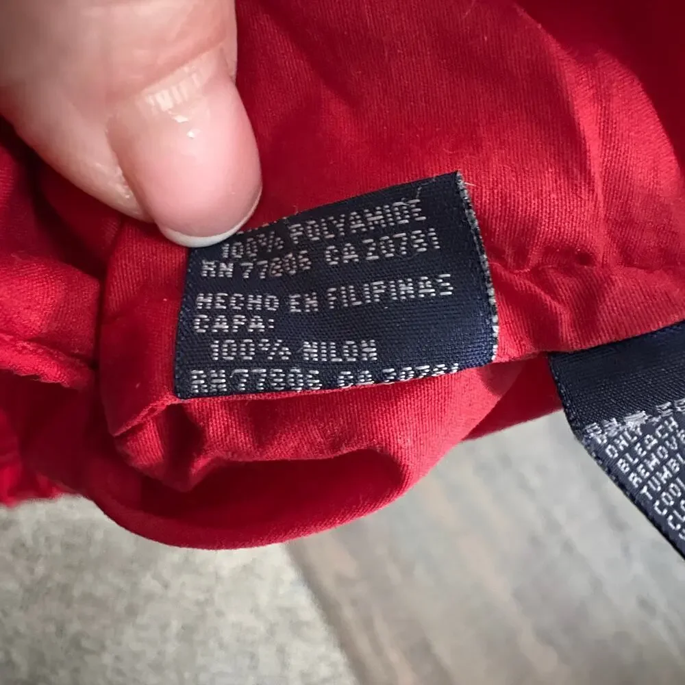 VTG Tommy Hilfiger Windbreaker Preppy Retro GORPCORE  Red Hooded Anorak L Unisex